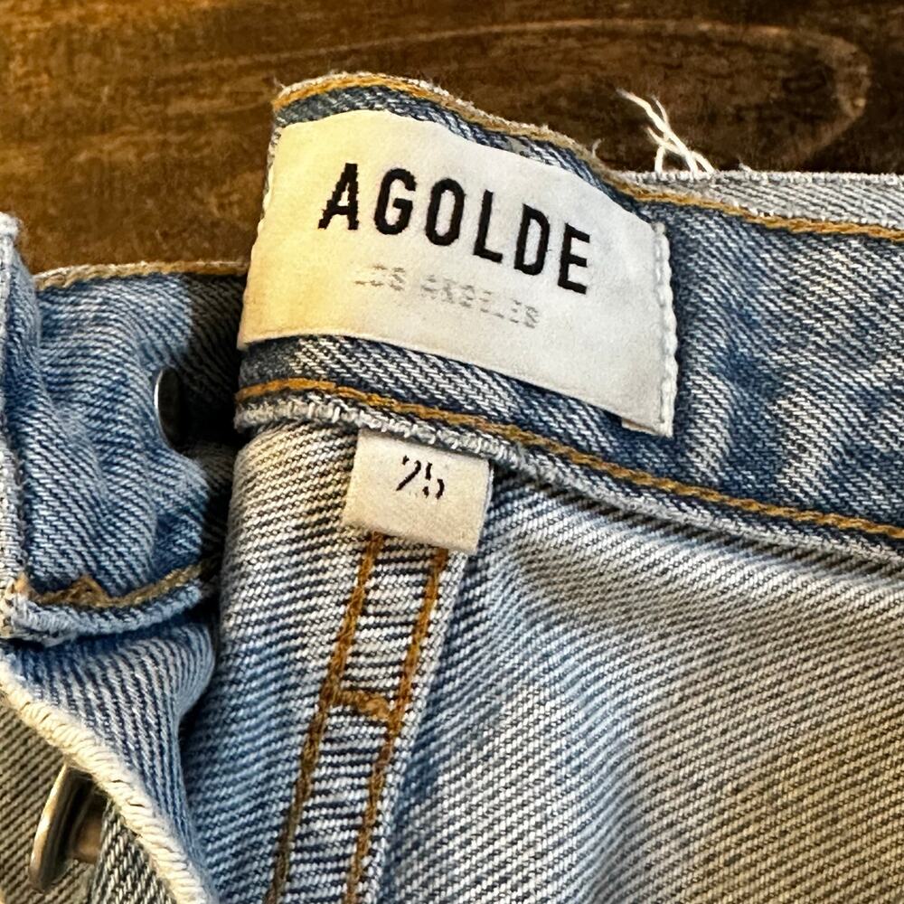 Agolde Distressed Jeans sz 25 Light Wash Jeans Button Fly Straight Leg - Picture 8 of 9